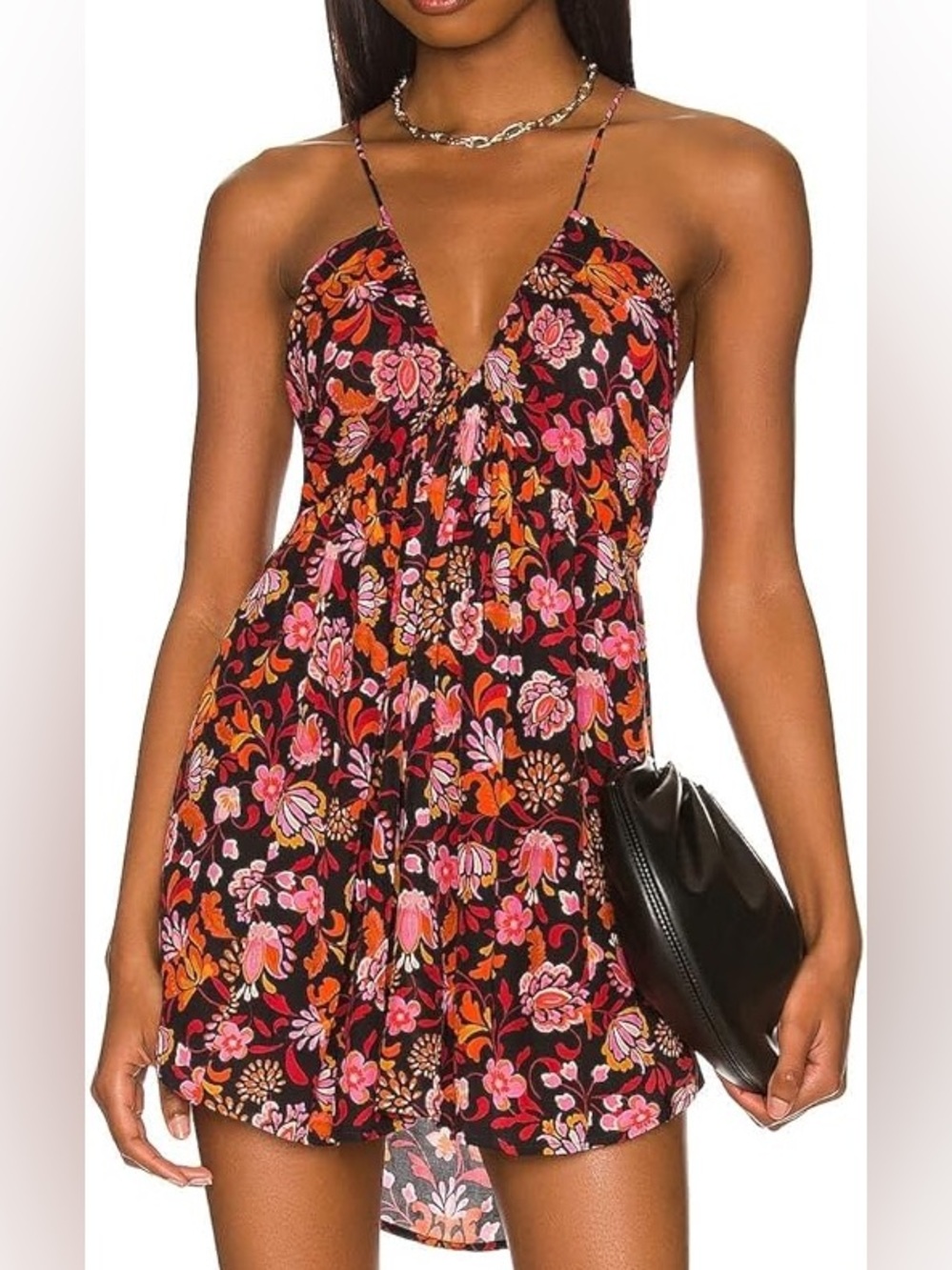 FREE PEOPLE Pixie Printed Tunic Size Small - Black Motif Boho Floral Top - NWT - Picture 11 of 11